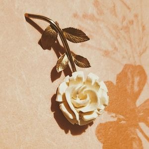 Bone Rose Brooch